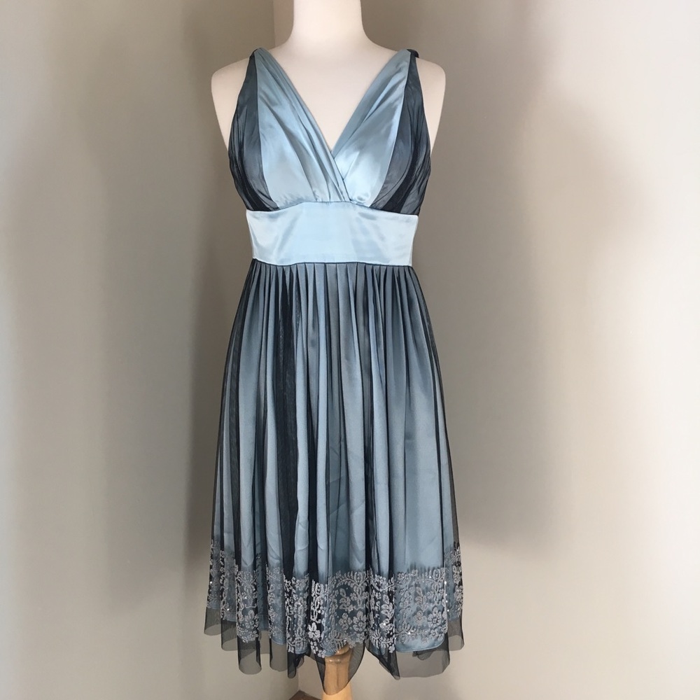 Morgan & Co satin beaded tulle dress prom 5/6
